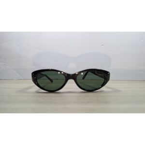 Kenneth Cole Oval Sunglasses Black Frame Green Lenses Retro Y2K Style